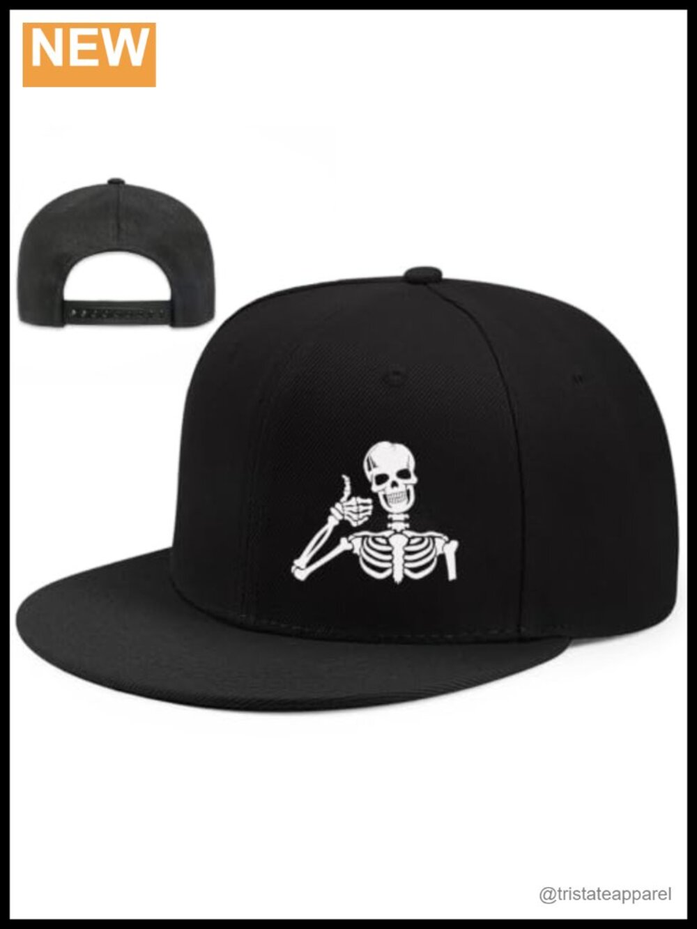 Snapback Hat Flat Bill Brim Skeleton Polyester Adjustable Baseball Cap
